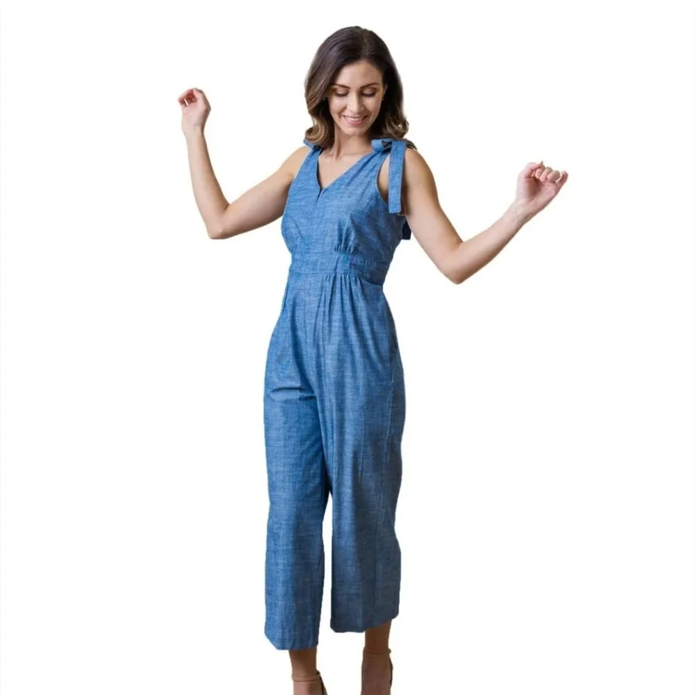 Hope & Henry Blue Sleeveless Jumpsuit